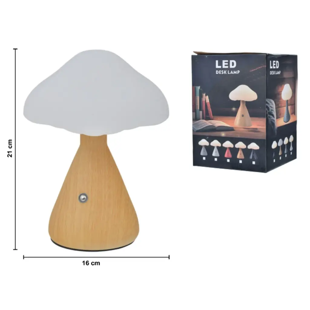 LAMPARA LED DE MESA HONGO RECARGABLE USB REF:HM0638/KW2318 16X16X21CM