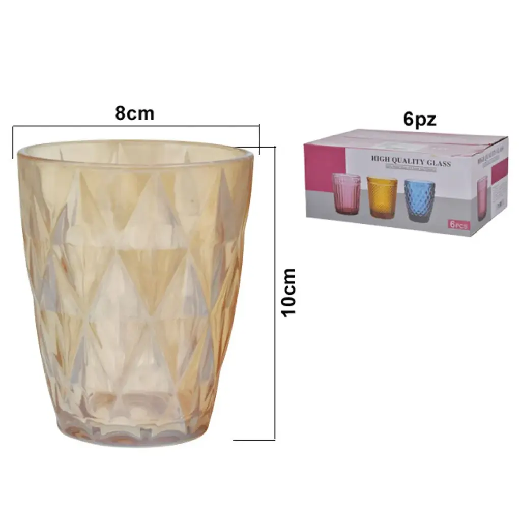 VASO VIDRIO SETX6PZ. REF:SAN5756 8X10CM 250ML