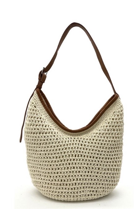 CARTERA DE PLAYA CAFE TEJIDA 