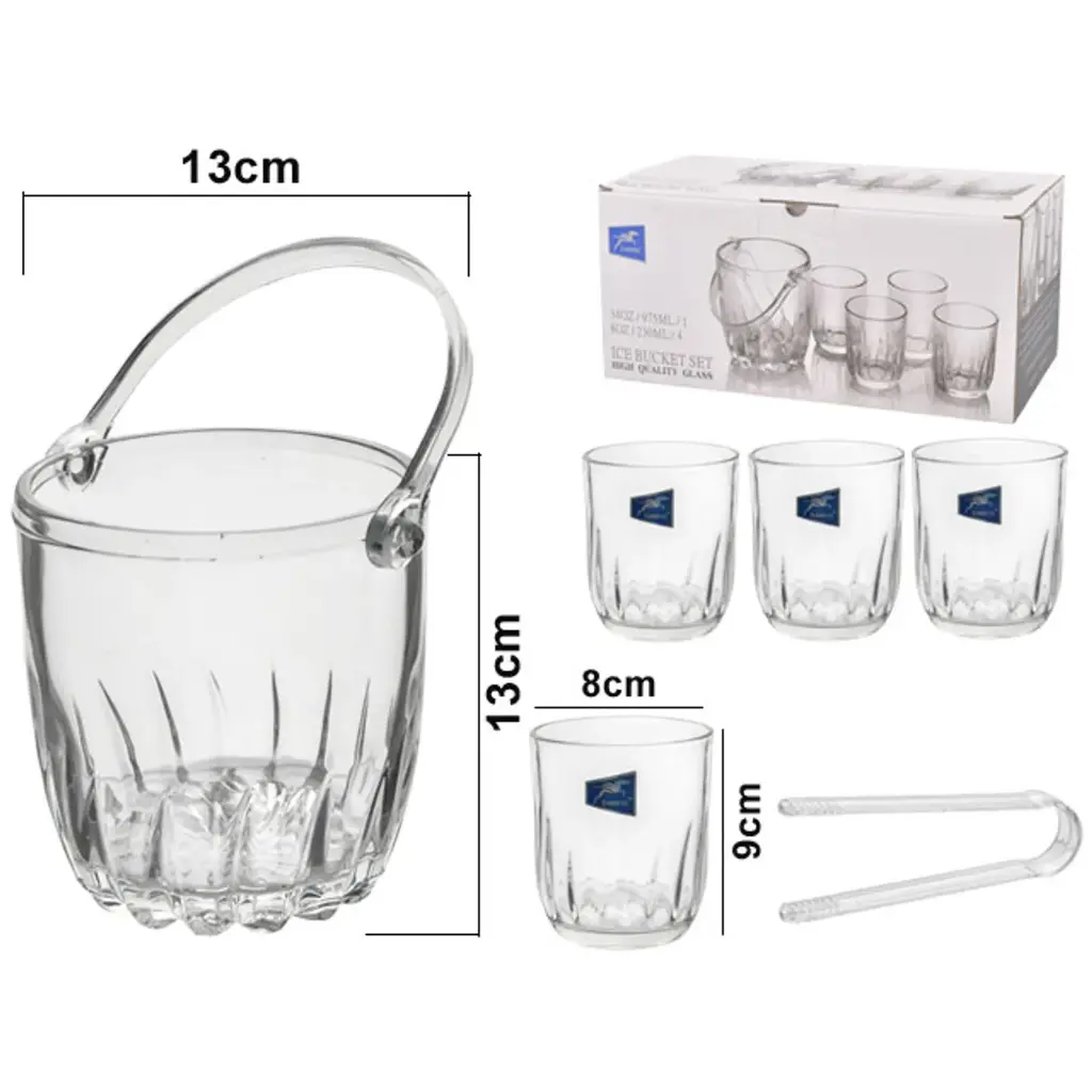 HIELERA C/VASOS VIDRIO SETX5PZ. REF:BMICE.B-01-XFT 