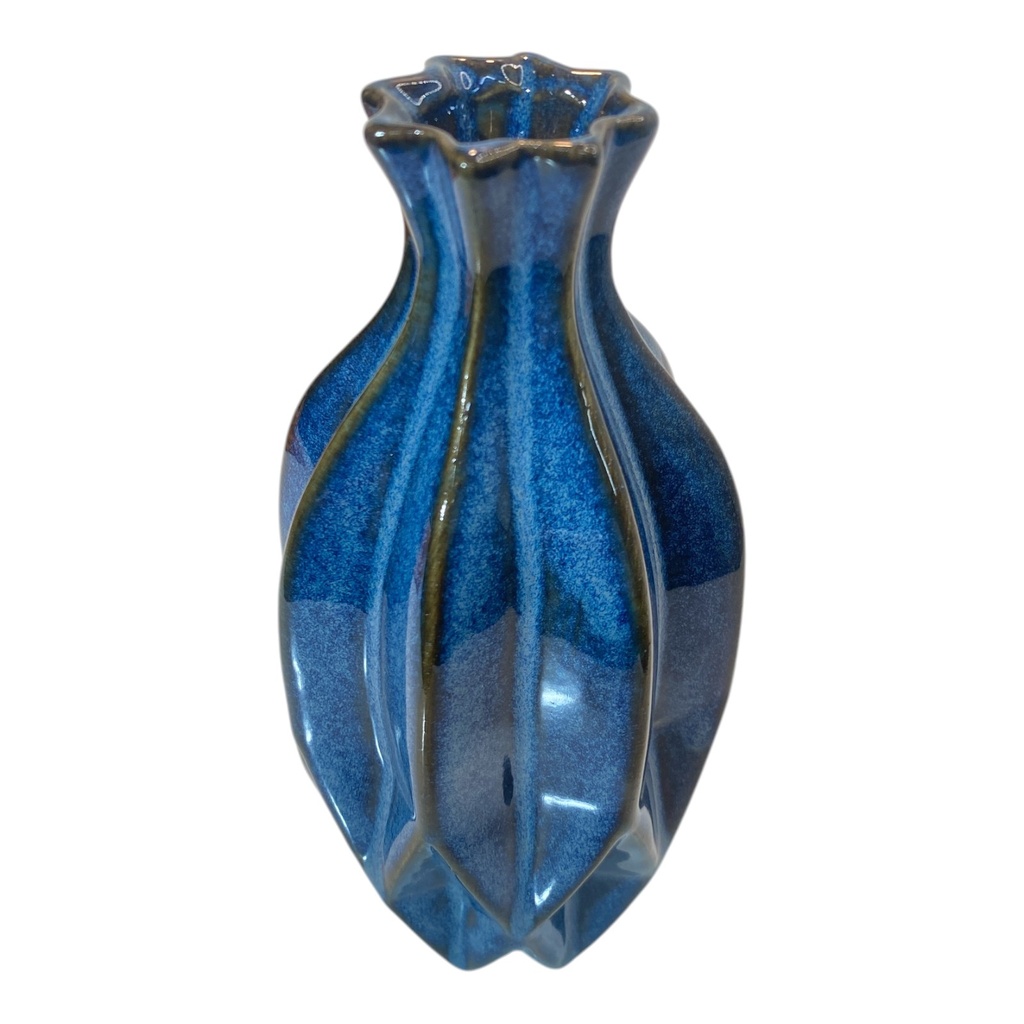 FLORERO DE CERAMICA AZUL MARINO 17CM