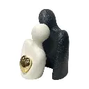 PAREJA BLANCO/NEGRO CORAZON DORADO CERAMICA 2PZ. 9X7X12CM