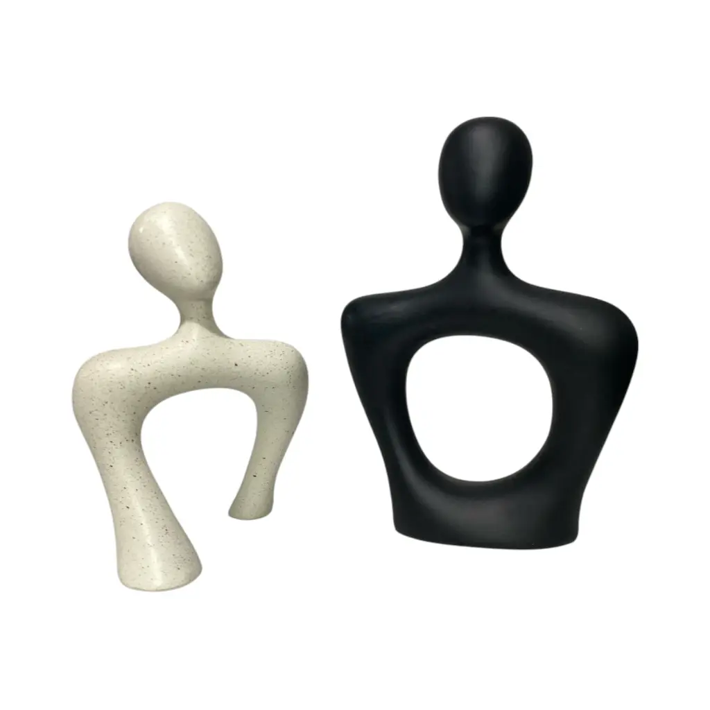 PAREJA BLANCO/NEGRO POLIRESINA 16X12X21CM