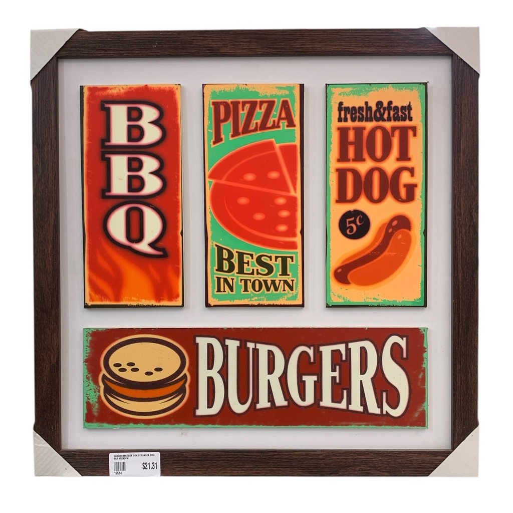 CUADRO MADERA PARA BAR 43X43CM