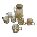 JARRO DE VIDRIO CON VASOS COLOR AMBAR 2LT.