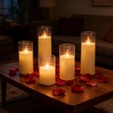VELA LED CON CANDELABRO, A PILAS 3A"X3. 8X12.5CM