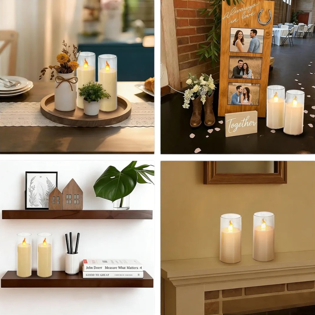 VELA LED CON CANDELABRO, ACRILICA 5X15CM 