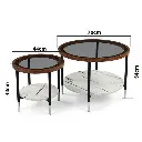 MESA DE CENTRO MADERA Y VIDRIO SETX2 REF:HM1999/YM125 70X70X43CM 45X45X54CM