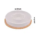 PORTA PIQUEOS PORCELANA CON BASE DE BAMBOO REF:20A3008-1-2 