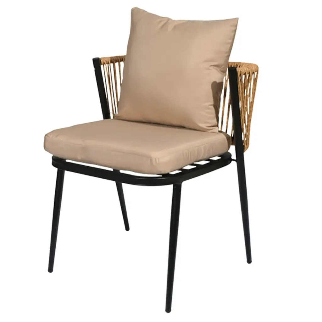 MESA METALICA C/SILLAS RATTAN P/EXTERIOR X3PZ. REF:WR-S2504 56X53X70CM 70X59X74CM
