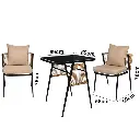 MESA METALICA C/SILLAS RATTAN P/EXTERIOR X3PZ. REF:WR-S2504 56X53X70CM 70X59X74CM