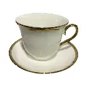 SET DE TAZAS CON PLATO PORCELANA EN PEDESTAL DE HIERRO