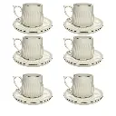 SET DE 6 TAZA/PLATO PORCELANA FILO DORADO, 12PCS. 200ML 