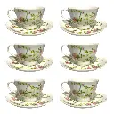 SET DE 6 TAZA/PLATO PORCELANA FILO DORADO, 12PCS. 200ML