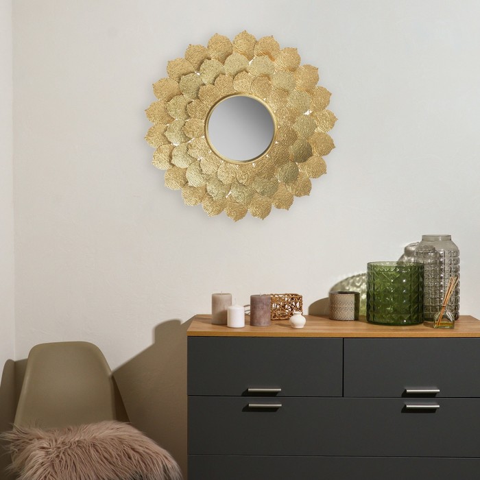 ESPEJO DECOR FLOR DORADA 75CM