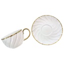 SET DE 6 TAZA/PLATO PORCELANA FILO DORADO, 12PCS. 200ML