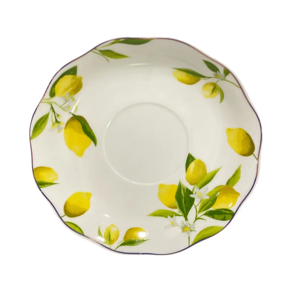 TAZA C/PLATO LIMON FILO DORADO CERAMICA SETX12PCS. 220ML