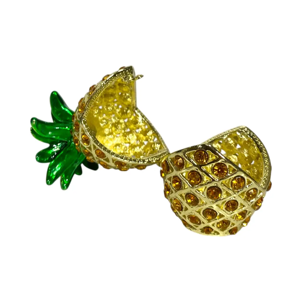 JOYERO METALICO/PIEDRAS PIÑA 4X7CM 
