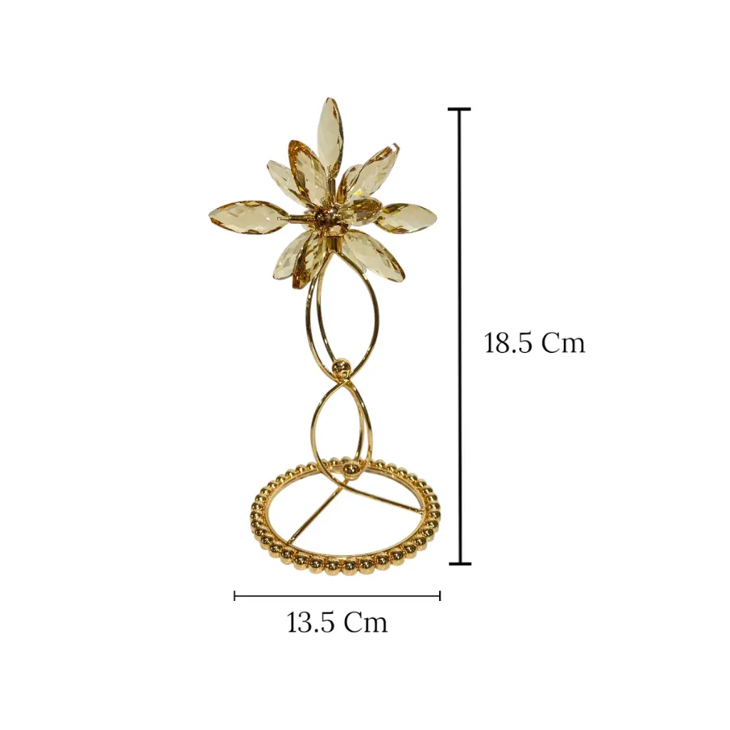 CANDELABRO DE HIERRO/VIDRIO DORADO 13.5X18.5CM