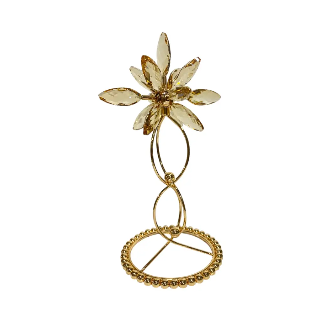 CANDELABRO DE HIERRO/VIDRIO DORADO 13.5X18.5CM