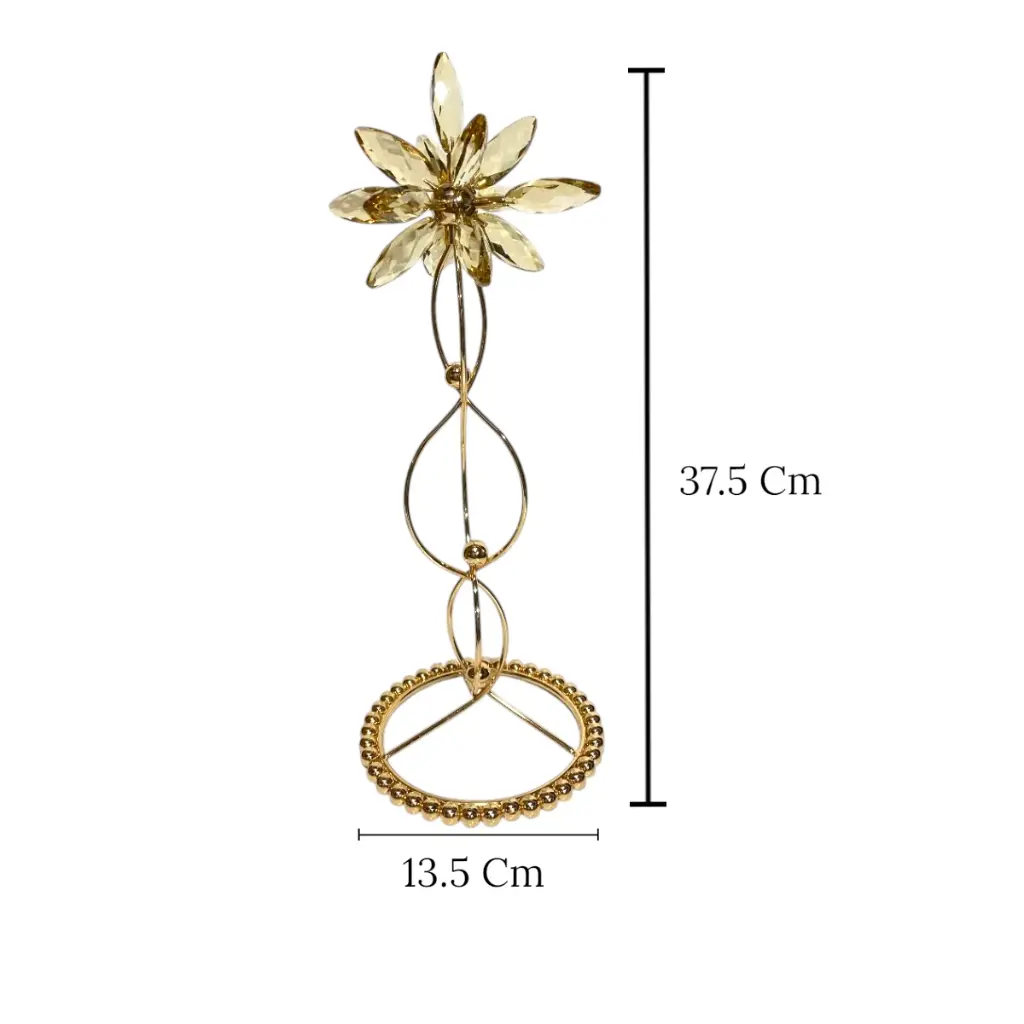 CANDELABRO DE HIERRO/VIDRIO DORADO 13.5X37.5CM 