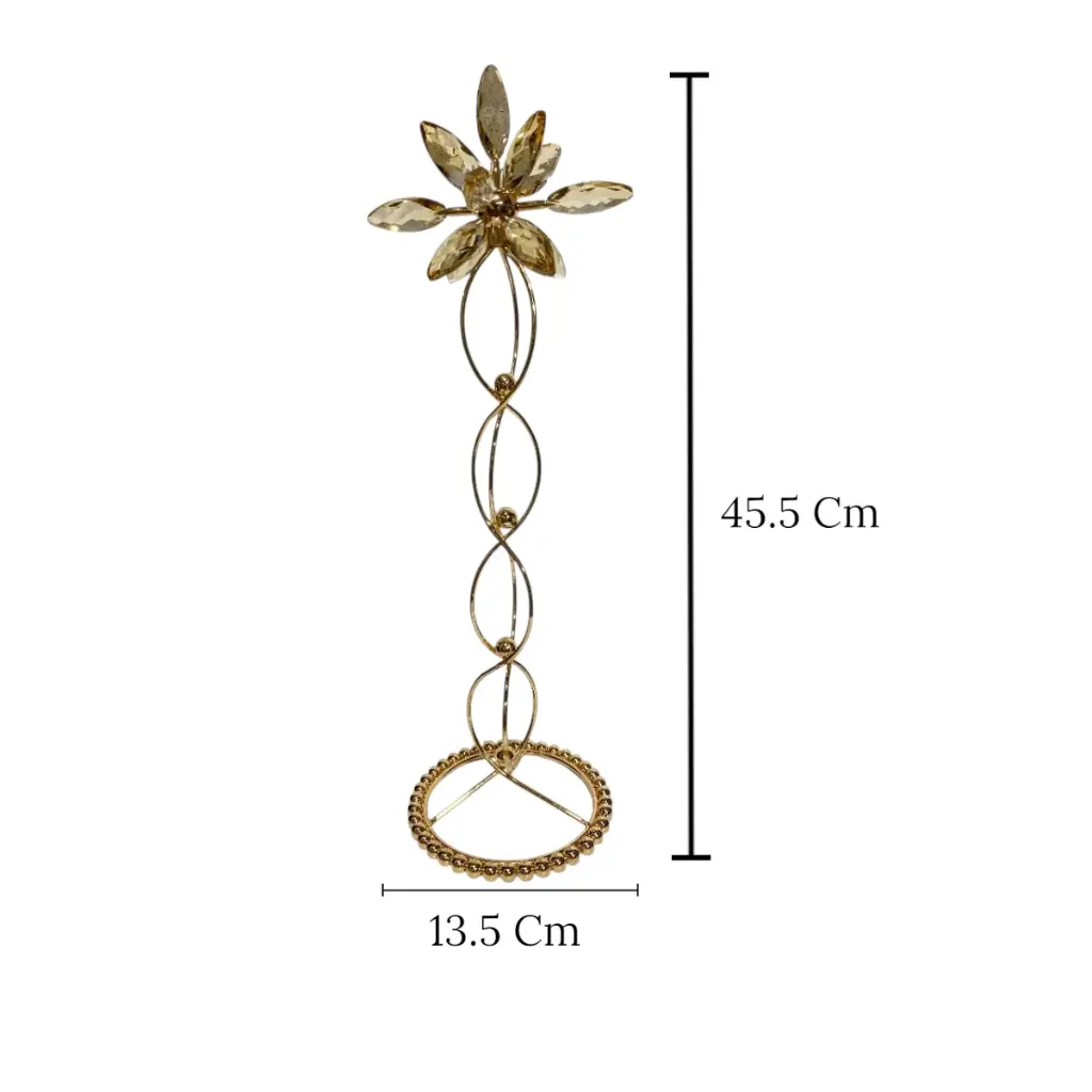 CANDELABRO DE HIERRO/VIDRIO DORADO 13.5X37.5CM 