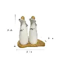 SET DE 3PCS ACIETE Y VINAGRE DE CERAMICA CON BASE DE BAMBOO 20X10X21CM