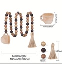 CADENA DE CUENTAS DE MADERA CAFE-BEIGE-NATURAL 105CM