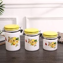 SET DE 3 FRASCOS DE CERAMICA CON DISEÑO DE LIMON 11X17.5CM, 11X14.5CM, 11X12CM