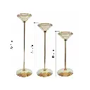 CANDELABRO METAL/CRISTAL AMBAR X3PZ. REF:ES29261 8X28CM/23CM/18CM 