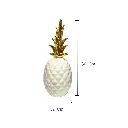 Piña Decorativa de Cerámica Blanca y Dorada, Estilo Nordico Moderno, Centro de Mesa Elegante para Sala y Oficina, 12x30Cm.