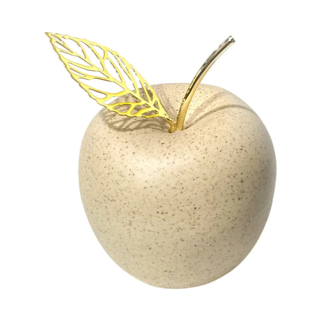 Manzana Decorativa de Cerámica Beige, estilo Nórdico, Minimalista. 8x8cm 