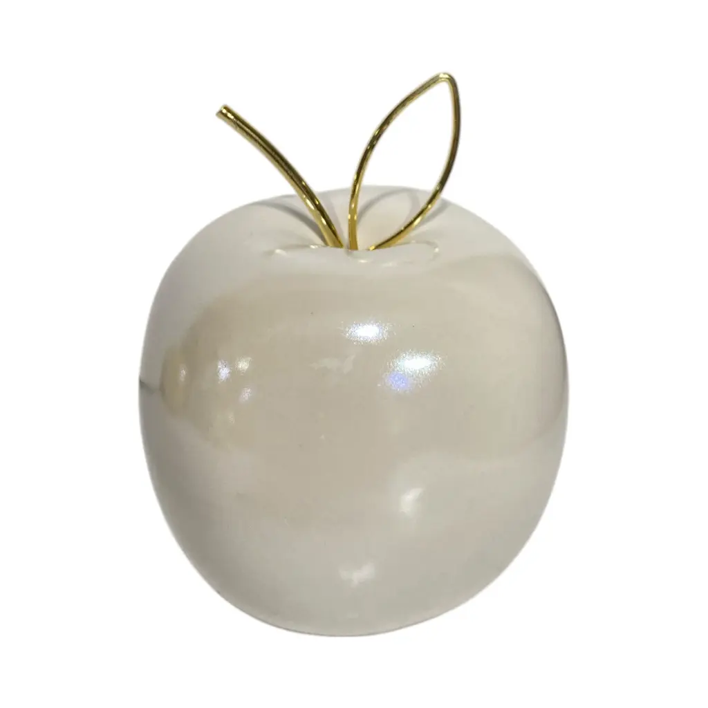 Manzana Decorativa de Cerámica Premium, estilo Glam. 9x10cm