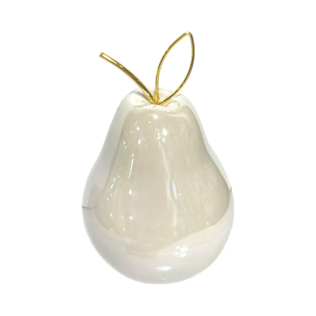 Pera Decorativa de Cerámica Premium, estilo Glam. 9x13cm