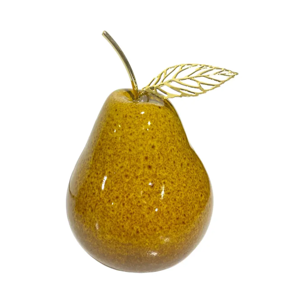 Manzana Decorativa de Cerámica Premium, estilo Glam. 9x13cm
