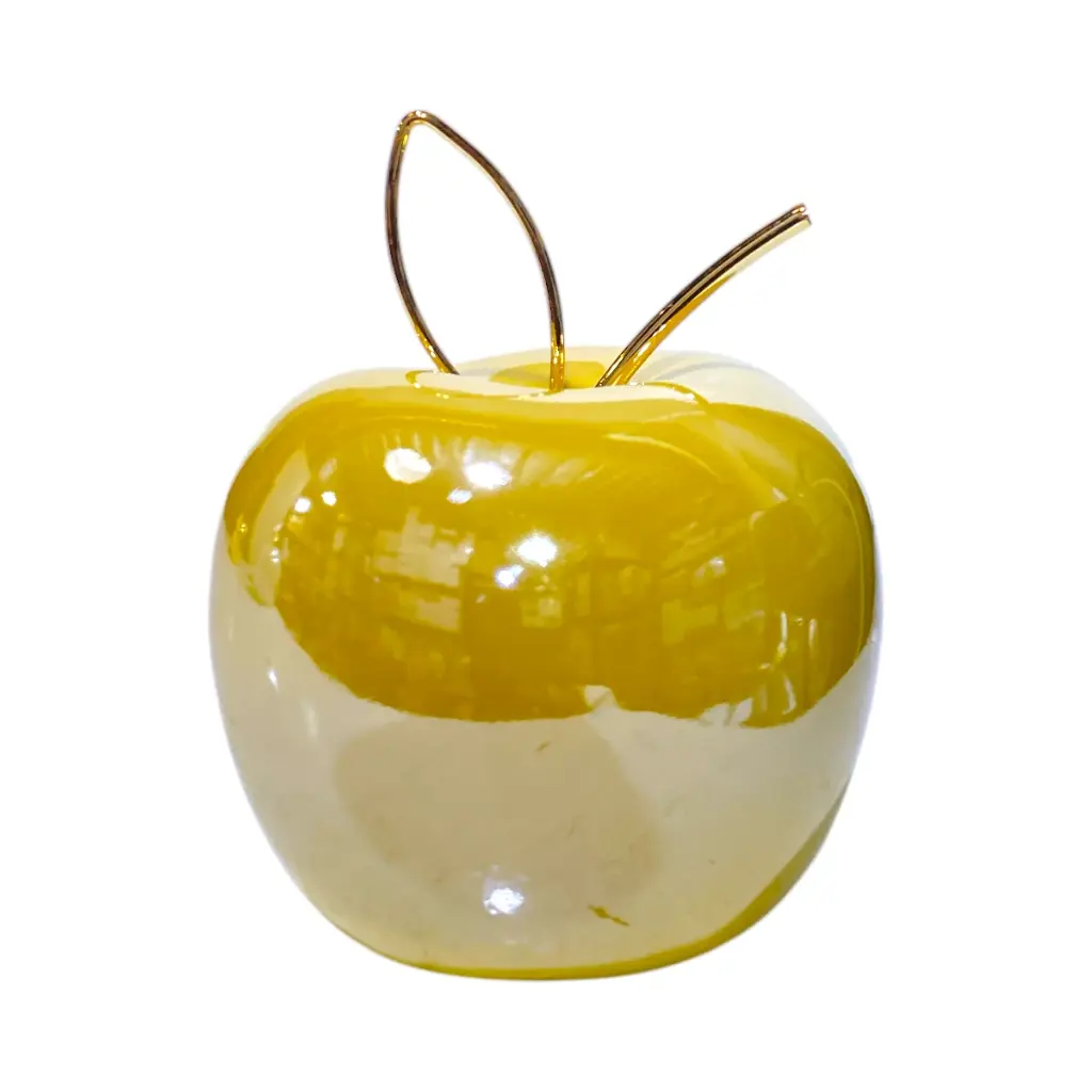 Manzana Decorativa de Cerámica Premium, estilo Glam. 8x9cm