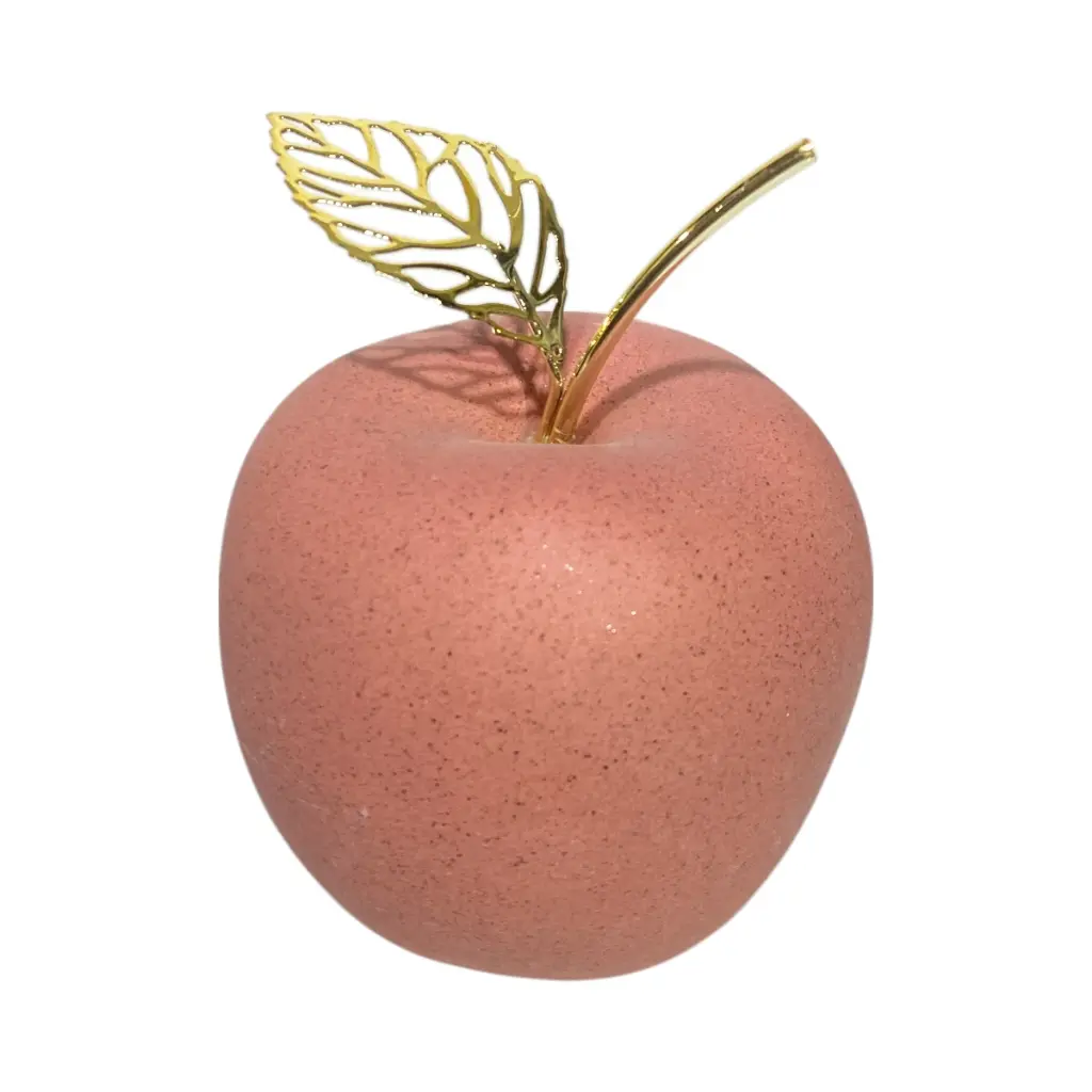 Manzana Decorativa de Cerámica, estilo Nórdico, Minimalista. Textura Arena 9x11cm 