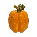 Calabaza Decorativa de Cerámica Premium Brillante con Tallo Dorado, 11x15Cm