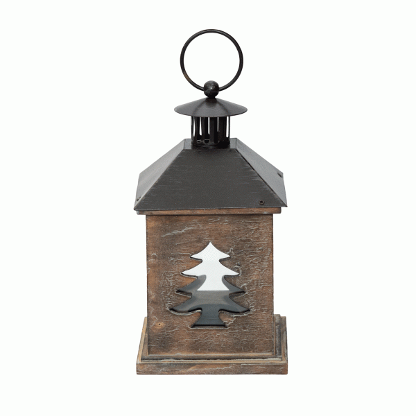 FAROL DE MADERA/METAL  27 CM