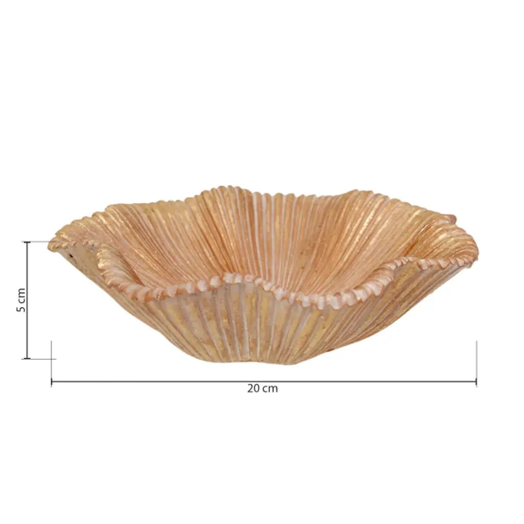 Bandeja Decorativa Ondulada de Poliresina Dorada - Estilo Moderno Chic. Ref:TG172150 21x20x6cm 