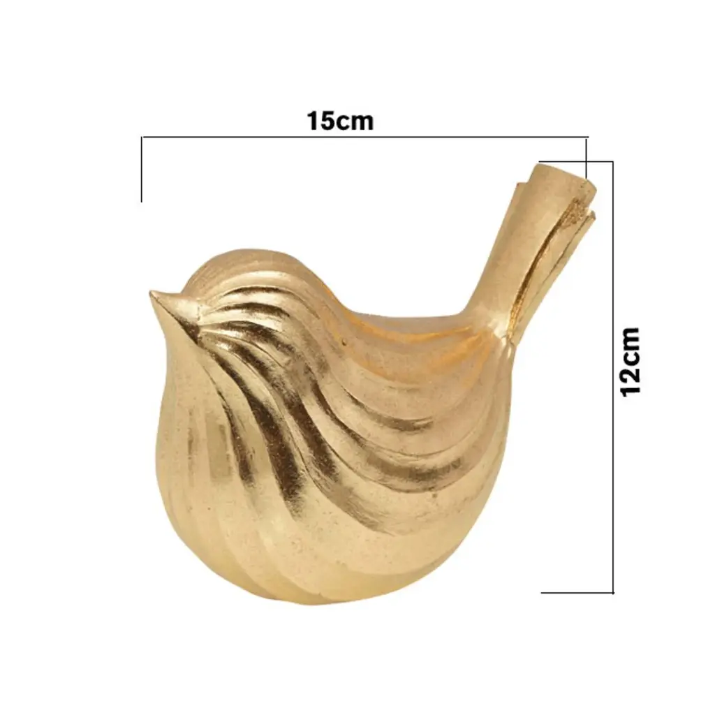 Figura Decorativa Pájaro de Poliresina Dorado, Ref:TG762841 14x8x10.5cm