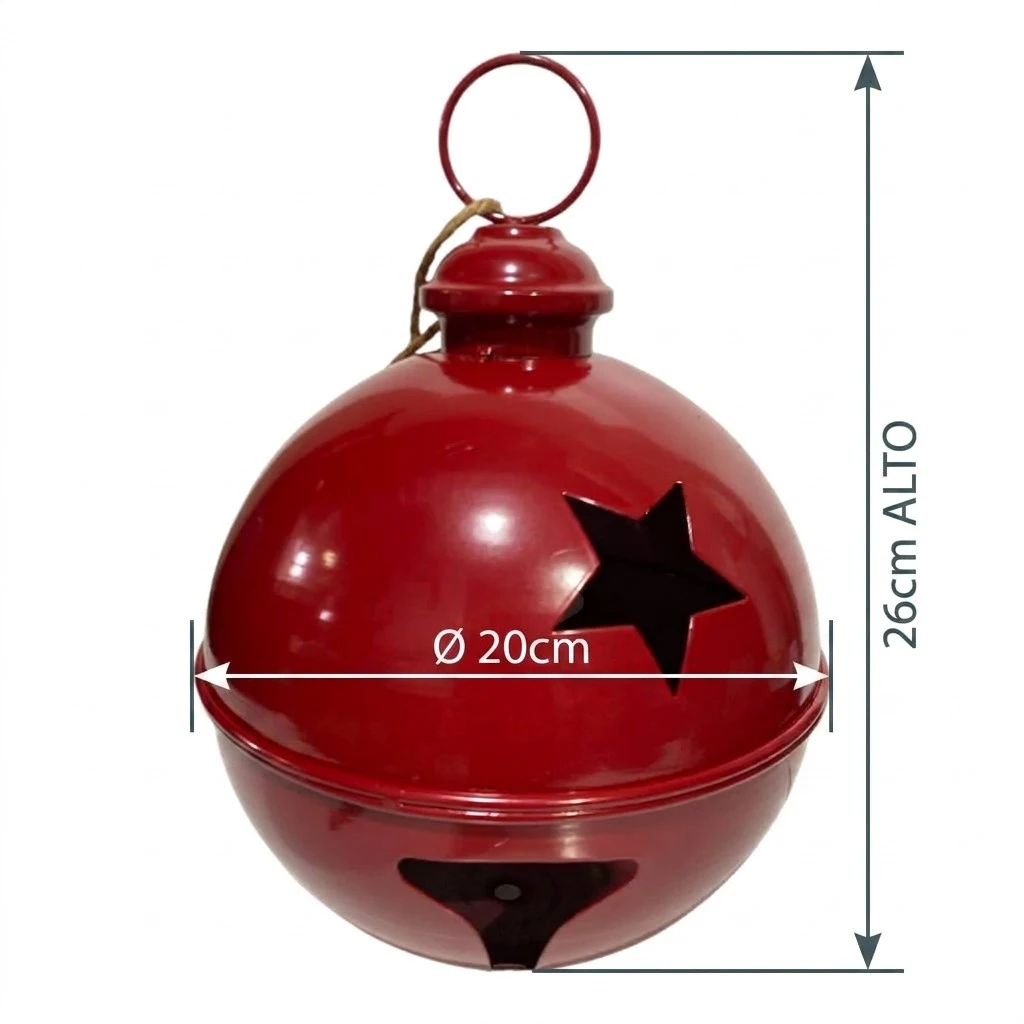 CASCABEL NAVIDEÑO METALICO ROJO 26X20CM Ø20CM