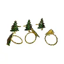 Aros de Servilleta Navideño, Árbol metálico, set x 6pcs. 5cm