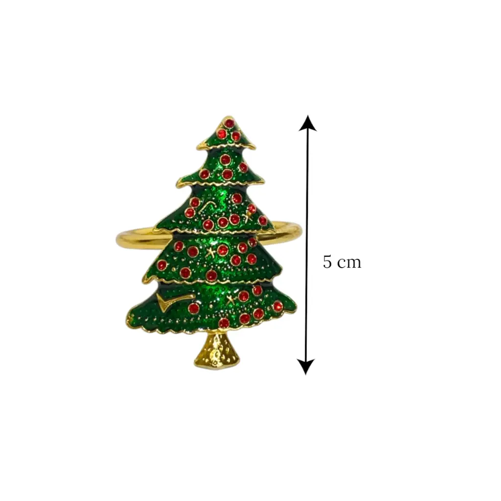 Aros de Servilleta Navideño, Árbol metálico, set x 6pcs. 5cm