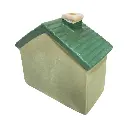 Casa Navideña verde de cerámica con luz led, 14x7x13cm