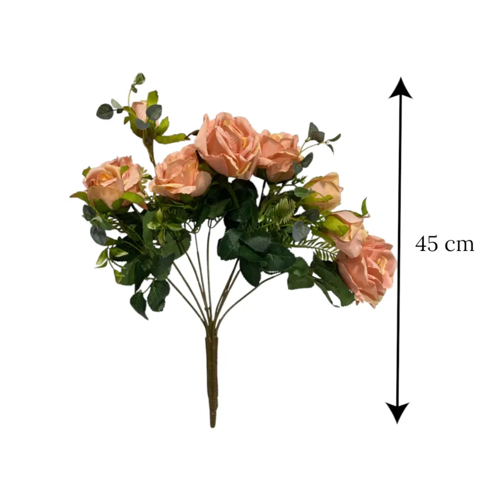 Flor artificial, crema tela y pvc, 33cm  