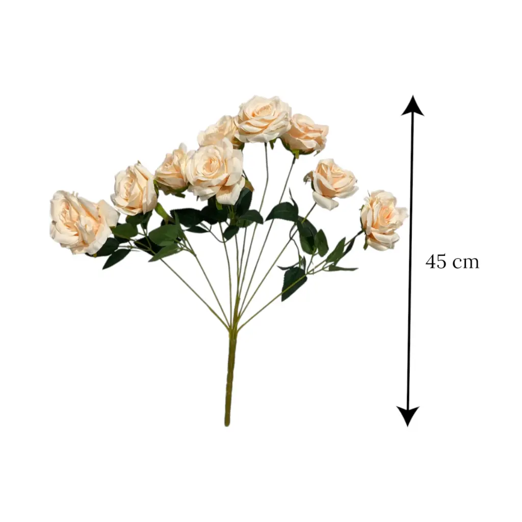 Flor artificial, rosa diamante melon tela y pvc, 45cm 