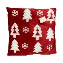Chojín Navideño 3 colores afelpado con diseño de Arboles y copos de nieve. 45x45cm