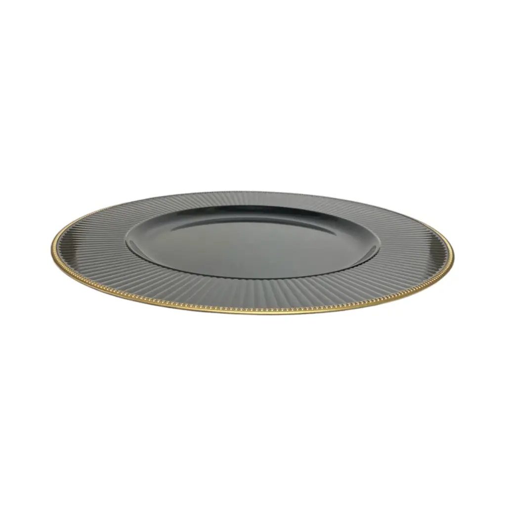 Plato Base Negro filo dorado, pvc Ø33cm