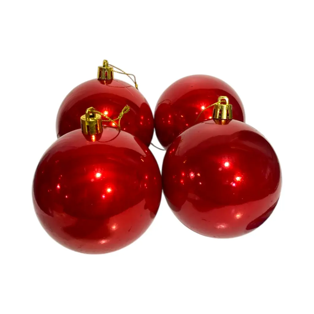 Bombillo de Navidad Rojo Ø8cm, Set x 12pz.  